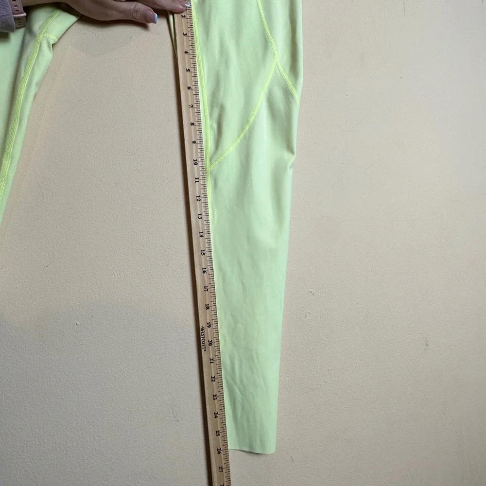 Aerie Neon Yellow Green High Rise Raw Hem Full Length Leggings Womens Size Small - Picture 15 of 16